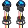2PCS 12V UL Listed Round Rocker Switch, Waterproof LED Rocker Toggle Switch with Shell, Lighted ON Off SPST 3 Pin Rocker Switch for Car RV Marine