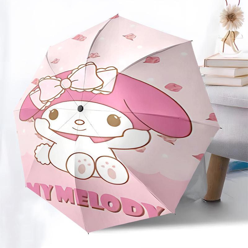 1pc My Melody Pink Bow Outdoor Umbrella - Automatic Open/Closed, Foldable Design, 8-Rib Iron Frame, Festival Gift for Fans, Travelers, Daily Use.D080