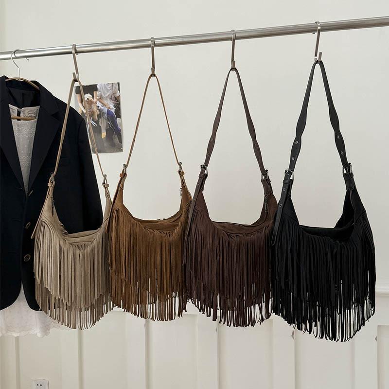 Casual small bag women's new fringed armpit bag commuter shoulder bag portable autumn new tote bag