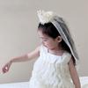 Girl Crown Headband with Sequins Imitation Pearls Princess-Style Crown Mesh Veil Toddler Princess Headpiece Baby Girl Photo Accessory