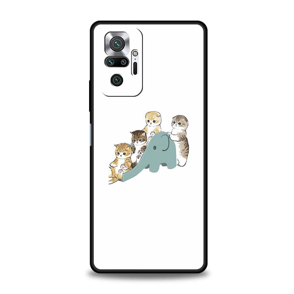 Cute Animals Cat Cartoon Phone Case For Xiaomi Redmi Note 14 13 5G 10 11 12 Pro Plus 4G 14C 13C 12C 10C Black Cover