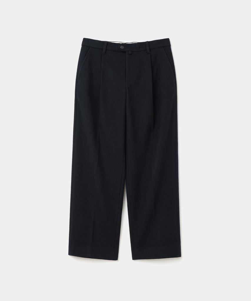 UNIFORM BRIDGE Wool One Tuck Cropped Slacks Navy