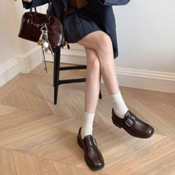 [Youshilai] Temperament thick heel small square head loafers women's 2025 spring new fashion casual versatile single shoes