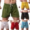 Erotic Men Solid Color Mesh See Through Hollow Out Drawstring Shorts Beach Pants