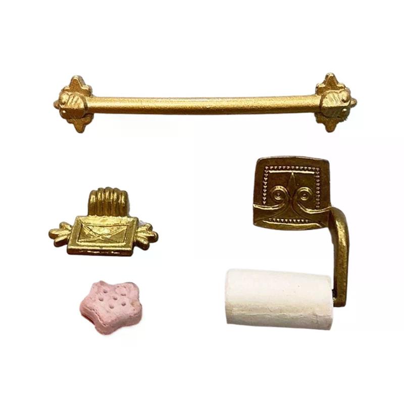 Decor Paper 1:12 Dollhouse Simulation Towel Rack Soap Rack Towel Rack Set Model Doll Home Miniature Bathroom Toys
