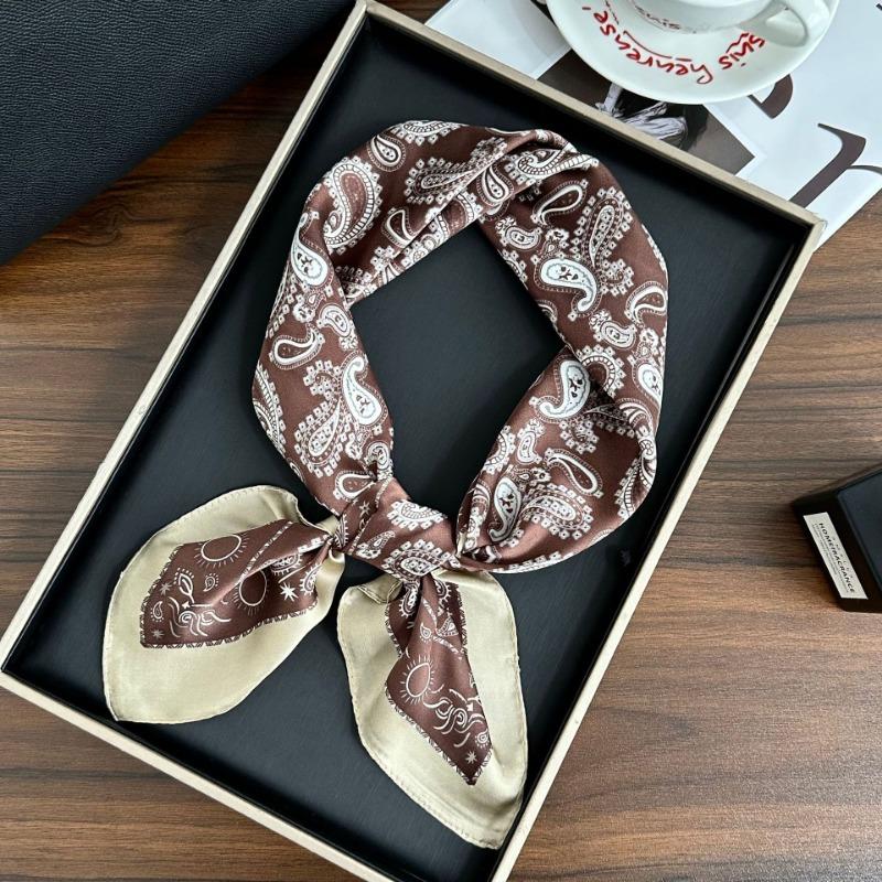 Polka Dot Silk Scarf Square Scarf High-end New Versatile Decorative Scarf Scarf Scarf Neck Cashew Flower Scarf Shawl Can Be Used As a Tube Top