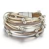 Double-strapped Beaded Leather Bracelet, Multi- Leather Bracelet