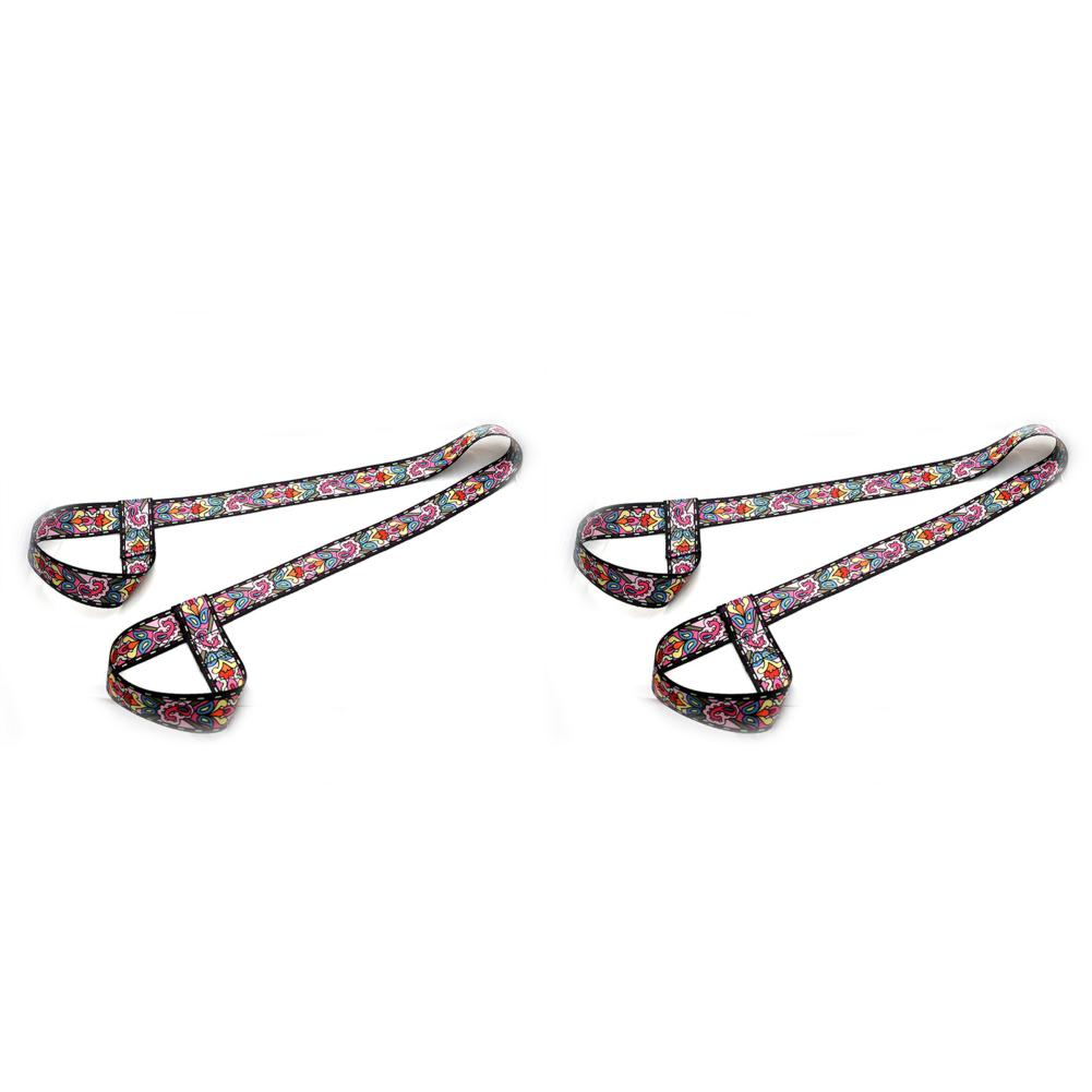 

2Pcs Printed Yoga Mat Strap Adjustable Shoulder Exercise Stretch Belt (Pink)