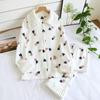 Fresh Sweet Winter Thicken Pajamas Sets Women Keep Warm 100% Scuba Cotton Quilted Long-sleeved Sleepwear