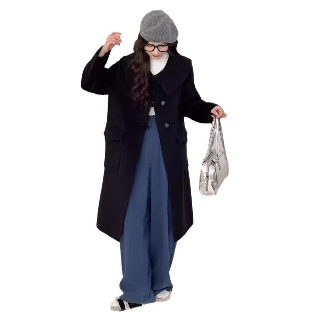 Sweet Doll Collar Double-sided Woolen Cashmere Coat Loose and Thin Wool Coat