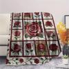 Rose Flower Print Flannel Blanket, High quality Comfortable for All Seasons, Home Decor, Warmth and Comfort, Perfect for Christmas Gifts101