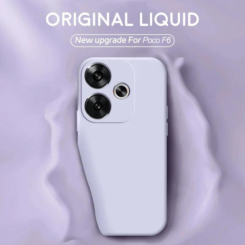 Poco F6 Hülle Luxus Original Flüssigsilikonhülle für Xiaomi Poco F6 Poco F 6 PocoF6 Pro F6Pro 5G Weiche Hüllen Stoßfeste Abdeckung