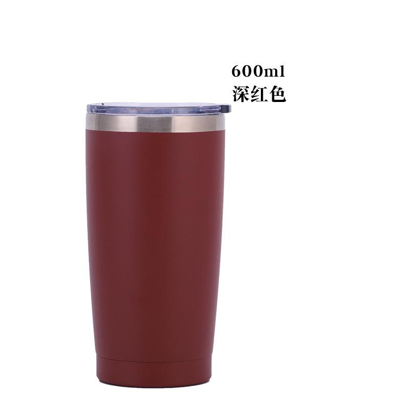 20oz Powder Coated 304 Stainless Steel Car Tumbler, Double Wall Vacuum Insulated Iced Coffee Travel Cup with Sliding Lid