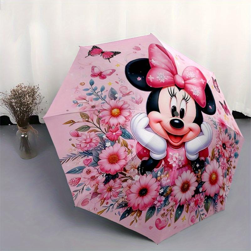 1pc Minnie & Butterfly Pattern Umbrella, Fashionable, Personalized, High-Value Folding Umbrella, a Must-Have for Summer, 8-Rib Durable Iron