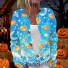 Womens Halloween Print Long Sleeve Knit Cardigan Button Up Sweater Coat Lightweight Casual Outerwear for Fall and Winter