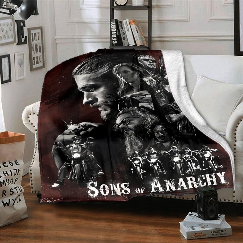 1ks Sons of Anarchydeka Měkký flanel, Útulný Polyester pro všechna roční období, Perfektní pro domov, kancelář