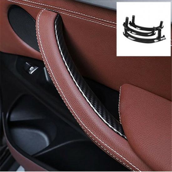 LHD Carbon Fiber Car Interior Door Pull Handle Trim For BMW X5 X6 F15 F16 14-18