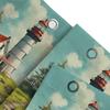 Lighthouse Cliff View Shower Curtain Scenic Coastal Home Decor with Red Roof and Blue Sky Background Waterproof Polyester Fabric