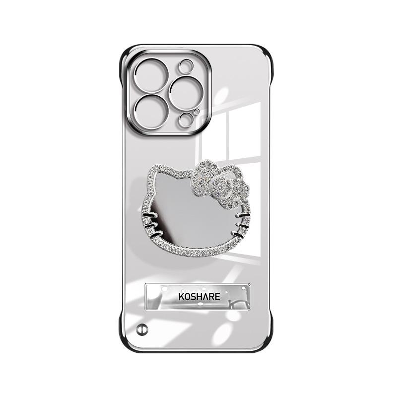 Kt cat mirror bracket is suitable for Apple 16pro transparent mobile phone case 13 electroplating borderless 15 advanced sense 14max