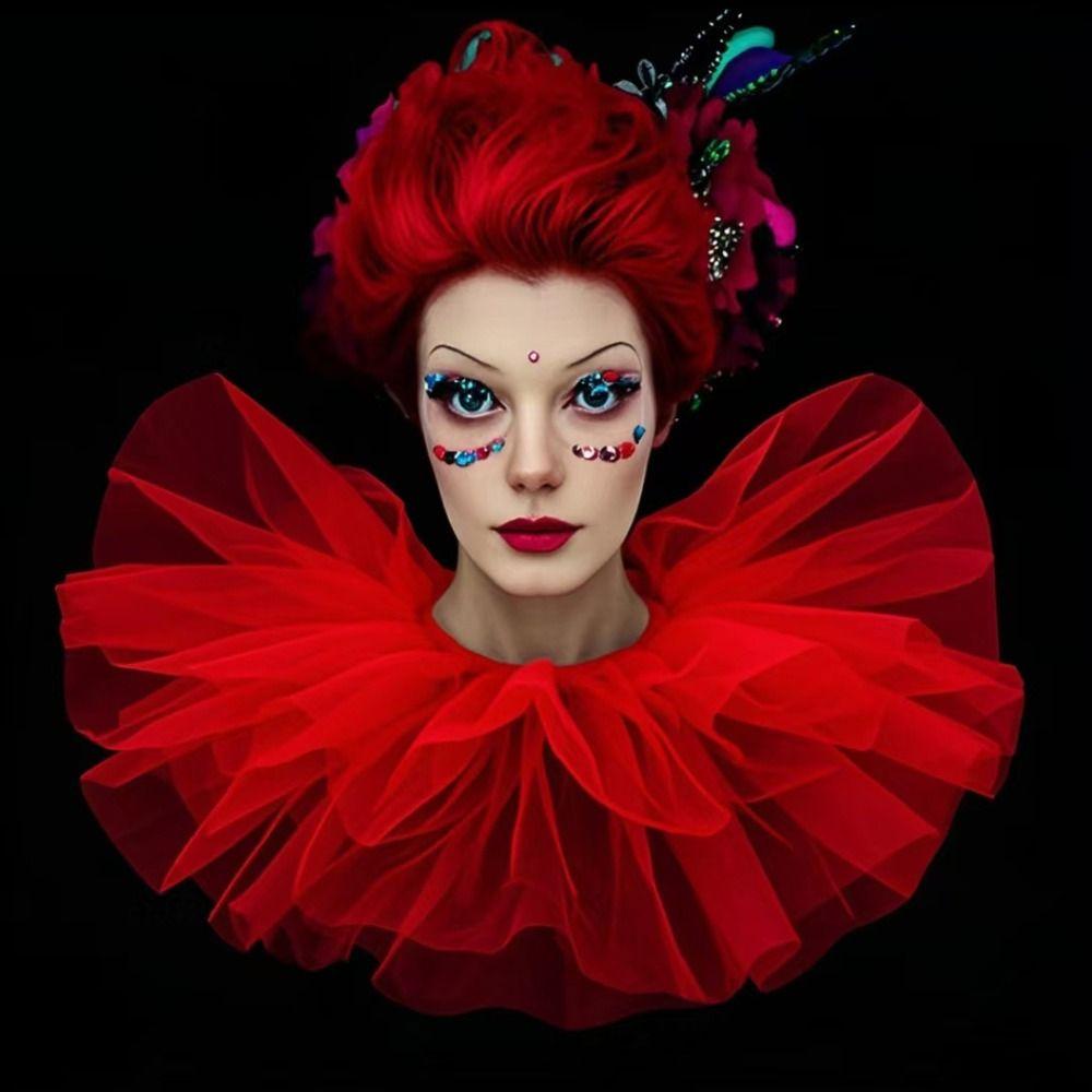 Round Collar Puffy Mesh Faux Collar Versatile Clown Shirt Collar  For Business Weddings Parties