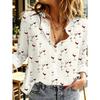 Geometric Print Women Blouse Spring Autumn Femme Office Lady Button Up Turn Down Collar Shirts