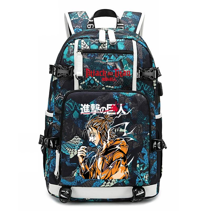 Attack on Titan Print School Backpack Large Capacity Travel Bookbag for Kids Boys Girls