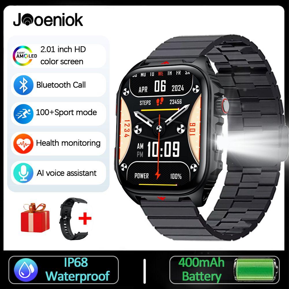 New 2.01-inch Full Touch Screen SmartWatch Sleep Monitoring IP68 Waterproof Bluetooth Call LED flashlight Smart Watch Men