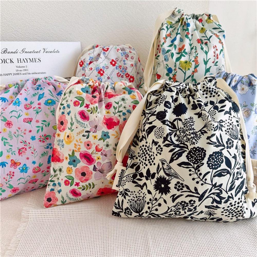Large Capacity Travel Drawstring Bags Flower Print Underwear Storage Bags Clothes Organizer  Travel