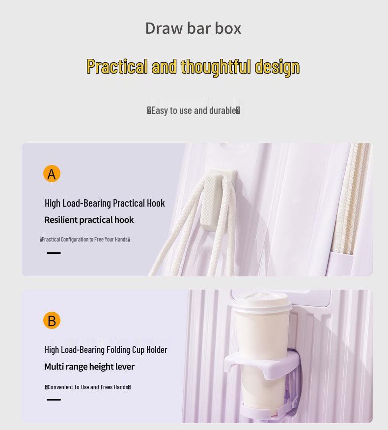 Women's 20" Carry-On Suitcase, Gradient Color, Japanese & Korean Style, 26" Trolley with Combination Lock for Travel