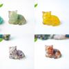 Cat Mini Figurine Resin Craft Home Office Desk Decor With Natural Crystal For Gift Giving