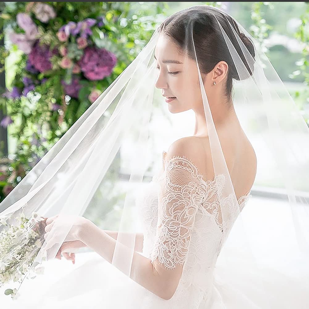 LONTG Wedding Bridal 5m Hair Wedding Bridal Photo Location Net Yarn Bridal Thin Mesh White Veil, Veil, Long, Accessory, Veil, Dress, Shoot, Beach,
