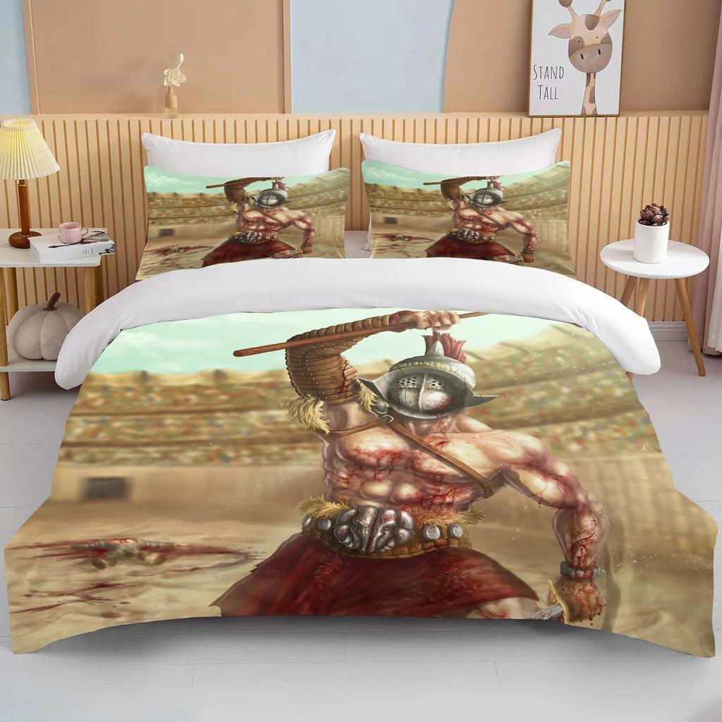 10 Sizes Cartoon Roman Gladiator Bedding Collection Colorful Home Textile Duvet Covers Pillowcases Bedclothes Boys Gift Bedding Set
