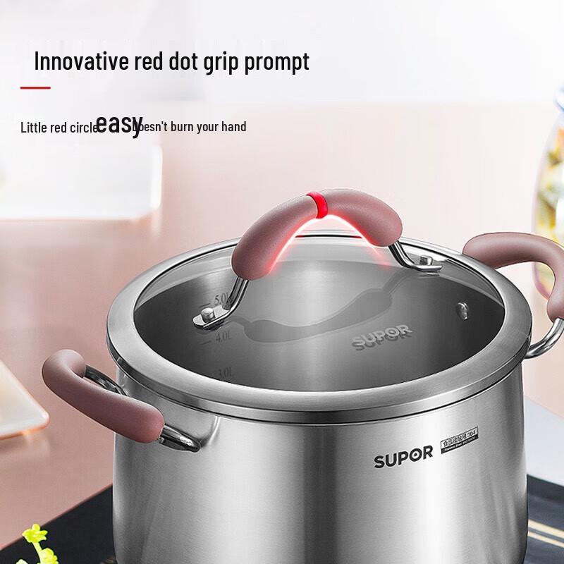 Supor 22cm  Little Red Circle  304 Stainless Steel Soup Pot