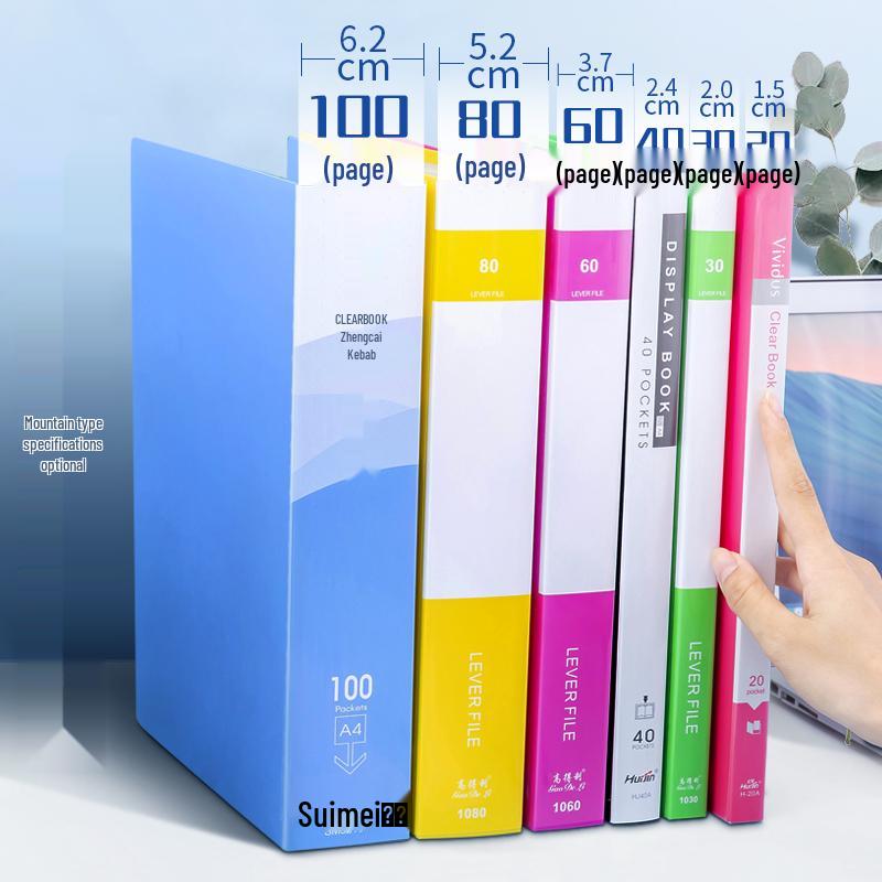 A4 Transparent Sheet Music Binder with 60/100 Pockets - Multi-Layer Loose-Leaf Folder for Students
