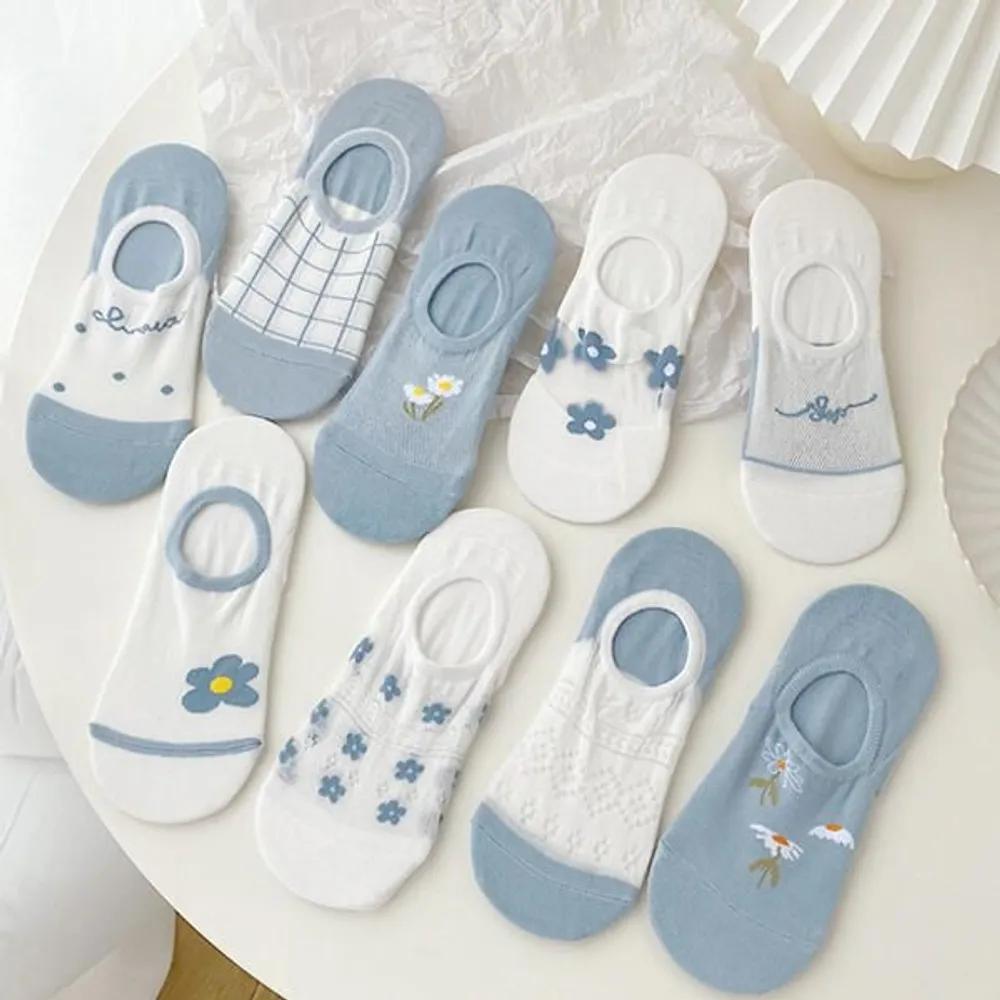 Holridge [Set of 9] Onda Summer Silicone Ankle Socks No-show Socks Set of 9 / Free