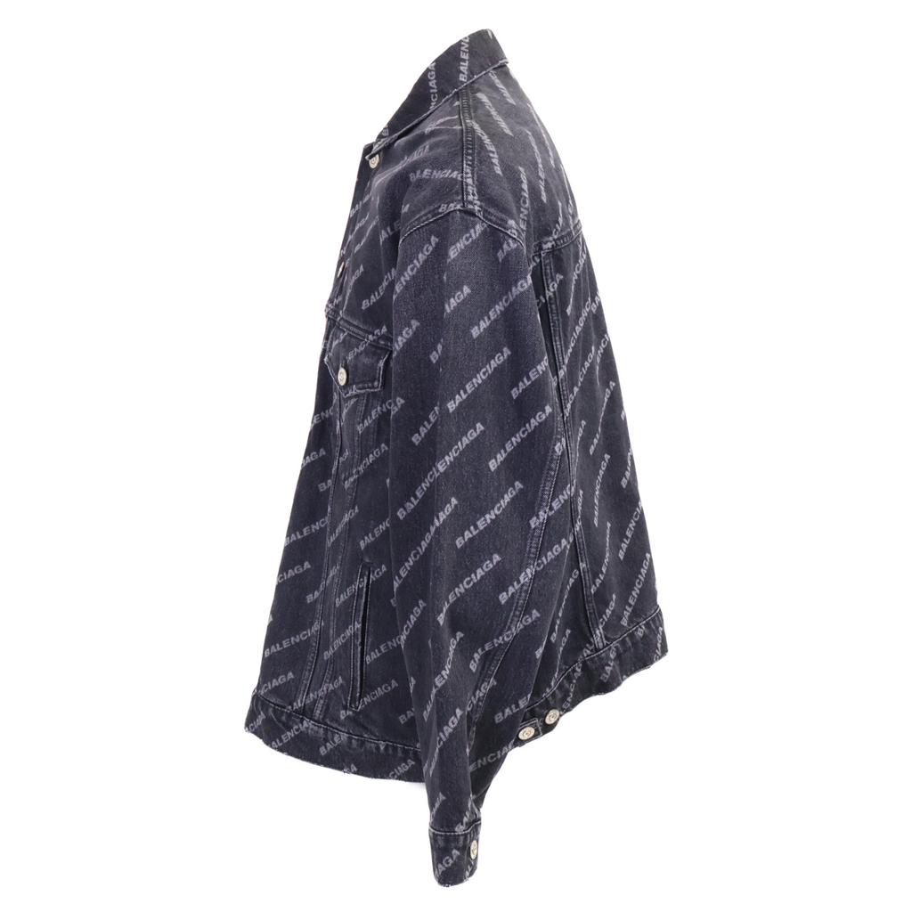 Balenciaga [/Inland Regulär] 675208 Gebrauchte BB Monogram Denimjacke XS schwarzGebraucht
