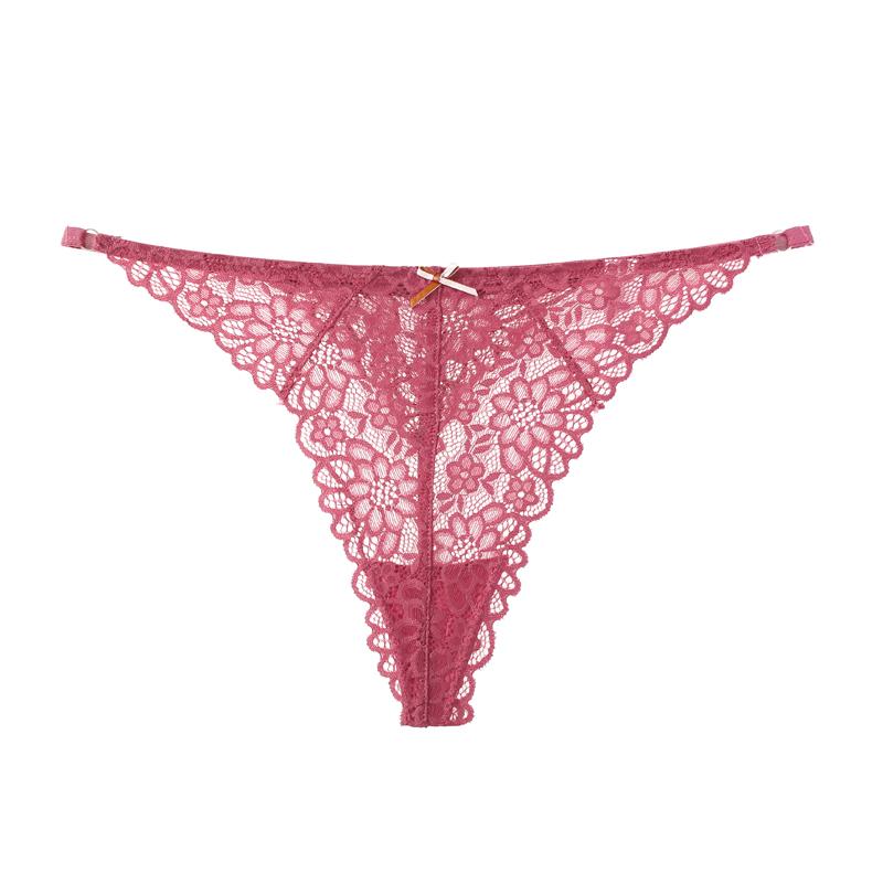 Ženy Sexy Úžasné Kalhotky Nízký pas Krajkové Spodní prádlo Dámská G String Tanga Temptation Bow T-back Transparentní spodní prádlo