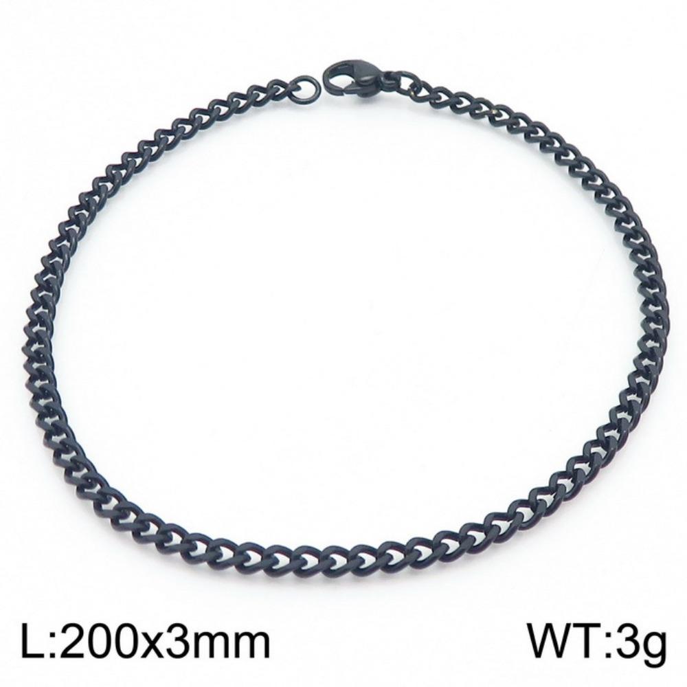 Jewelry Side Flat Chain Stainless Steel Chain, Simple Titanium Steel Men's Trend Hip-hop Bracelet Accessories