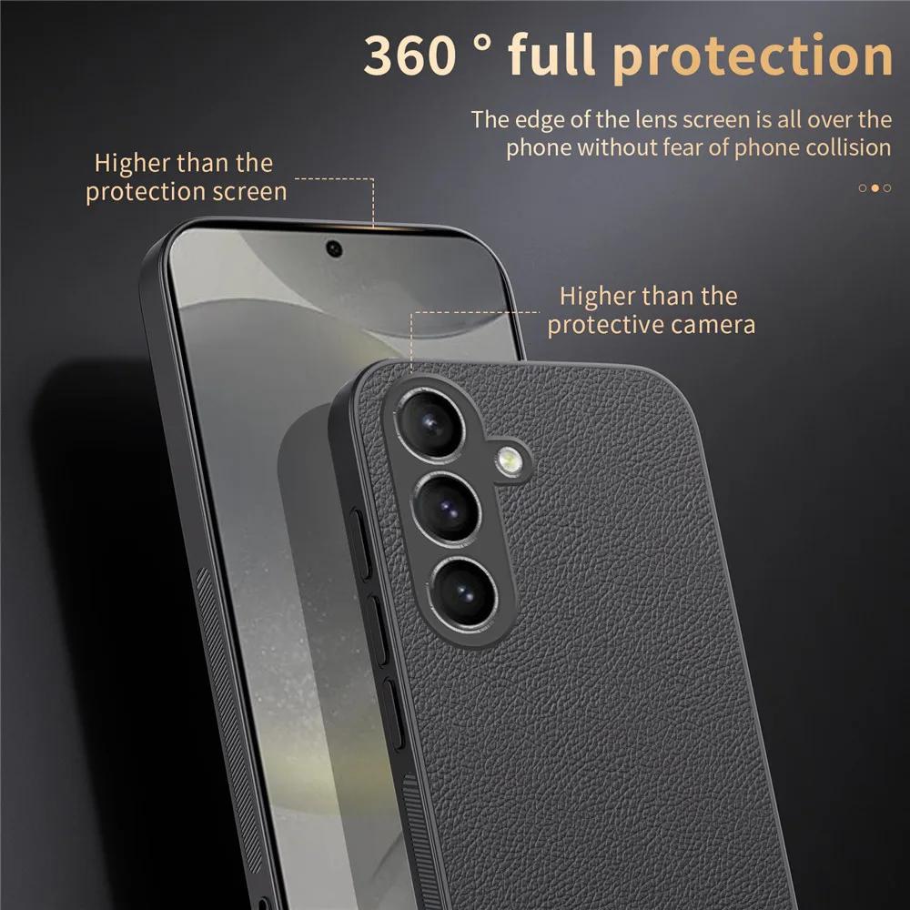 Luxury Business Leather Soft Frame Magnetic Cover For Samsung Galaxy S24 Plus Ultra S23 FE S23FE S24Ultra Phone Cases Capa