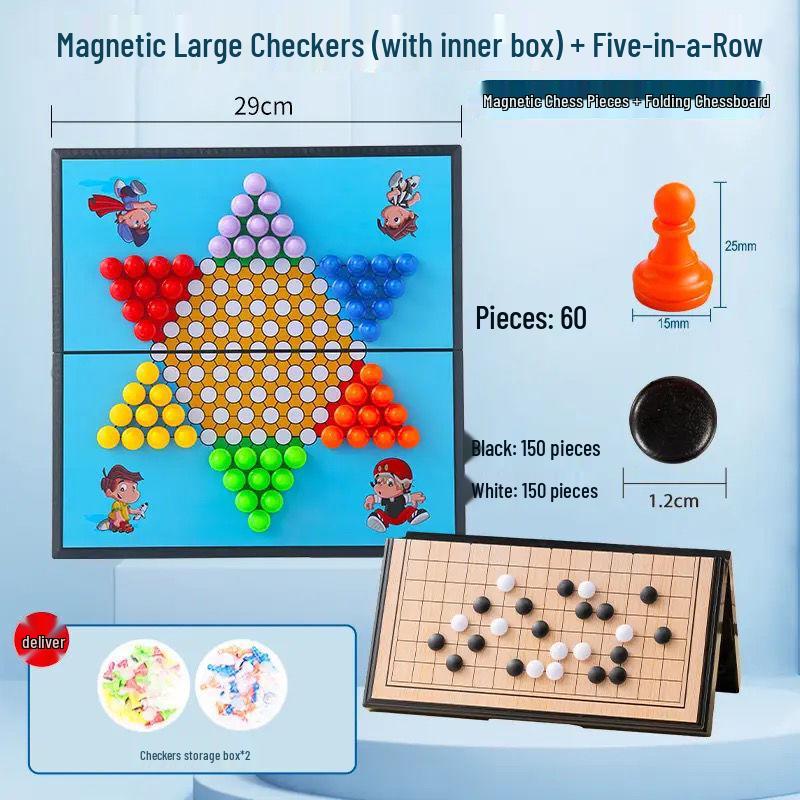 Portable Magnetic Folding Chinese Checkers & Gomoku Set