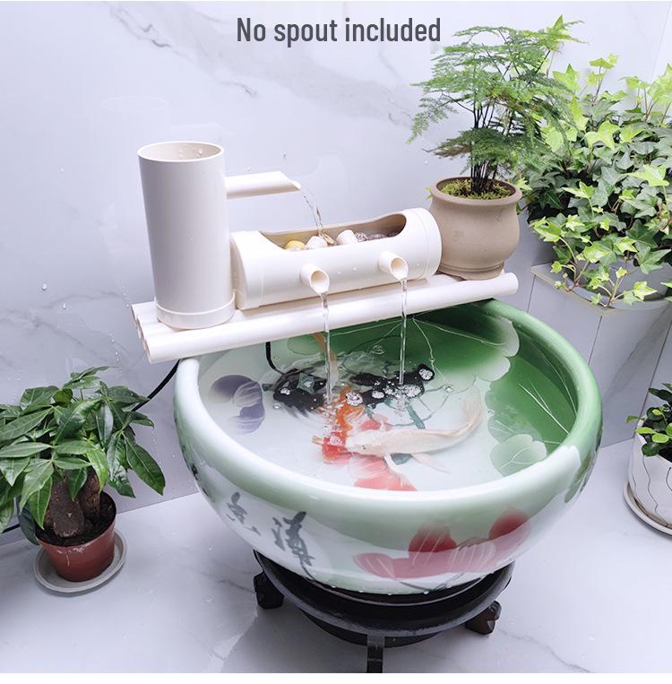 Runder Keramik-Fischtank-Wasserfallfilter & Sauerstoffpumpe Ornament