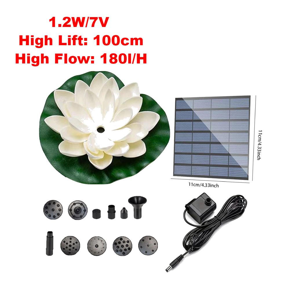 Lotus Shape Solar Powered Floating Pond Decoration Life Up To 20000 Hours Garden Fountain Bird Bath Fountains for Garden Decor