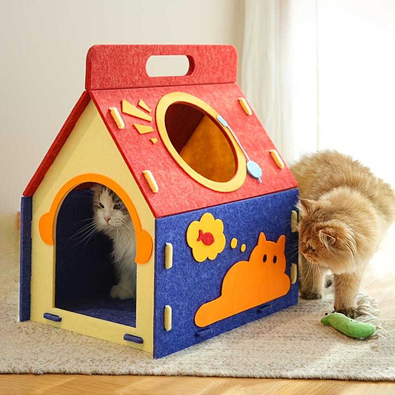 Handheld House Shape Cat Bed Felt Pet Nest Portable Cat Cave Home Pet Supplies Soft Resting House Kitten Household Pet Accessory