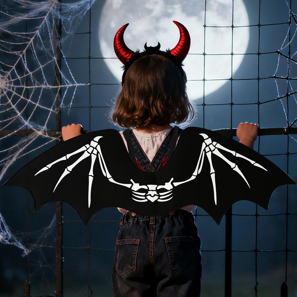 Fledermausflügel für Kinder Halloween Vliesstoff Partyzubehör Skelettmuster Vampir Partygeschenke für Karneval Maskenbälle Weihnachten