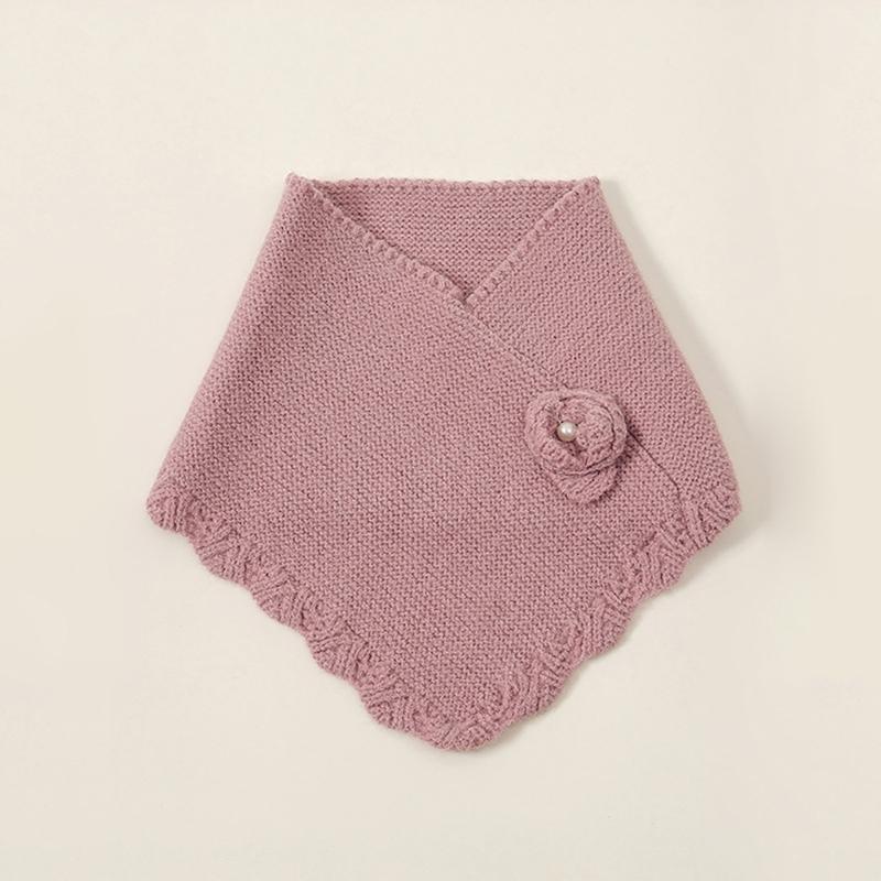 Women Winter Knit Waves Edge Turtleneck Faux Collar Elegant Flower Detachable Pullover Triangular Scarf Wrap Neck Warmer