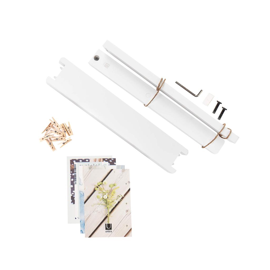 Umbra Hangit Schreibtisch-Foto-Display, Weiß, Wandmontierter Bilderrahmen, 21004415660, 340mm B x 64mm T x 332mm H