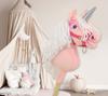 Hobby Horse Unicorn On a Stick, Small Pink with White Mane and Silver Horn