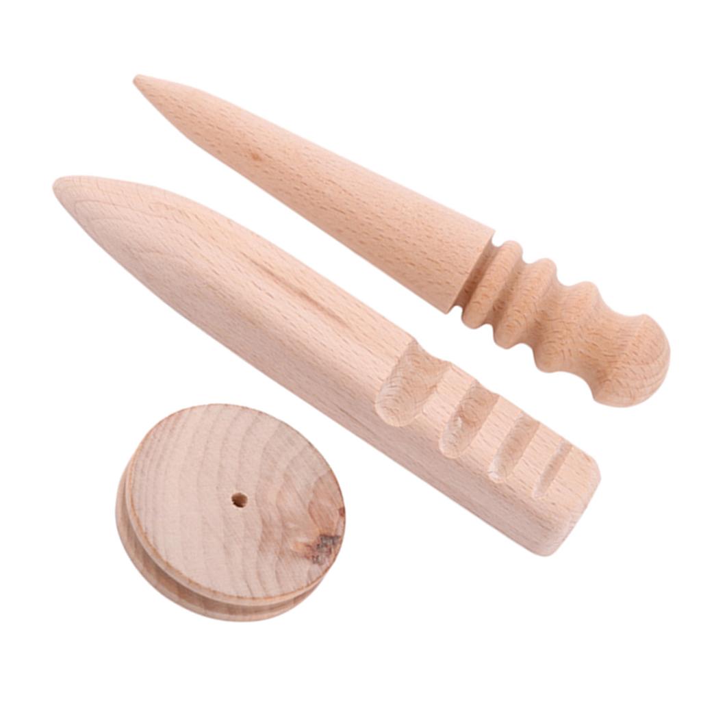 3 Types Wooden Leather Edge Burnisher Polished Grinding Tool(3 In 1 Set)