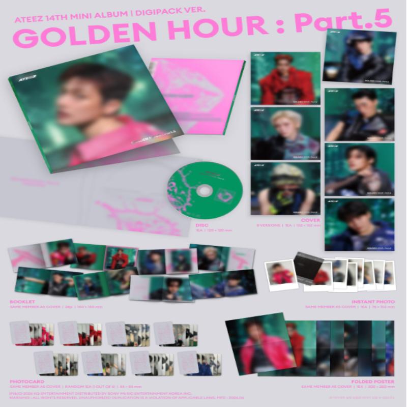 ATEEZ 14TH MINI ALBUM [GOLDEN HOUR : Part.5][DIGIPACK UNIT VER.-4 SET],[DIGIPACK VER.-8 SET]