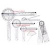 6pcs PVC Material 360° Goniometer Set Transparent Clear Angle Ruler Set  Physical Measurement